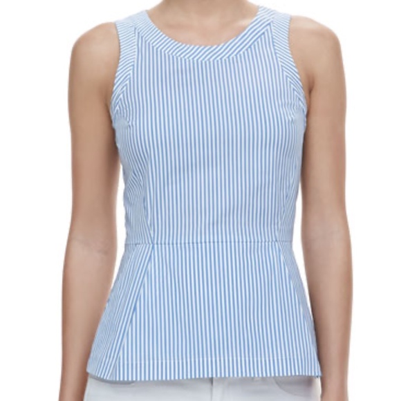 NWT Theory Ballise Striped Sleeveless Peplum Top, Size Medium - Picture 2 of 9